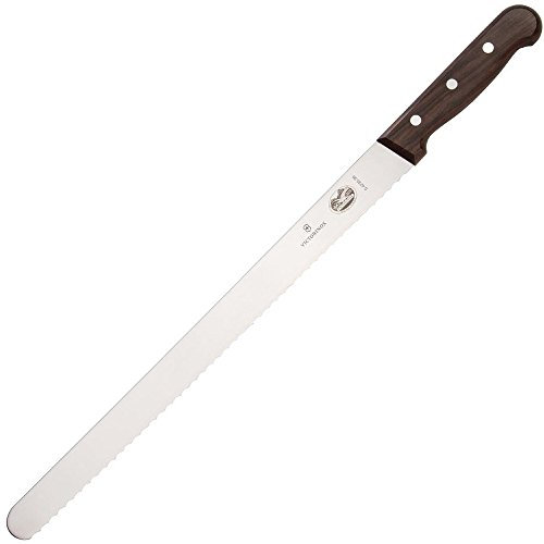 Victorinox 5.4230.36 Couteau à Jambon avec Manche, Acier Inoxydable, Brun, 30 x 5 x 5 cm