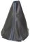 Schaltsack Schaltmanschette schwarz Leder blau Nähten