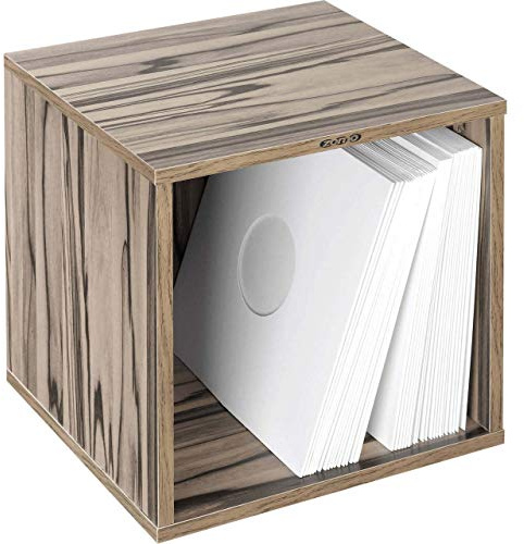 Zomo VS-Box 100 Vinyl Aufbewahrung - 360 x 335 x 370 mm - Zebrano - MDF Holz - Schallplatten Regal bis 120 LPs