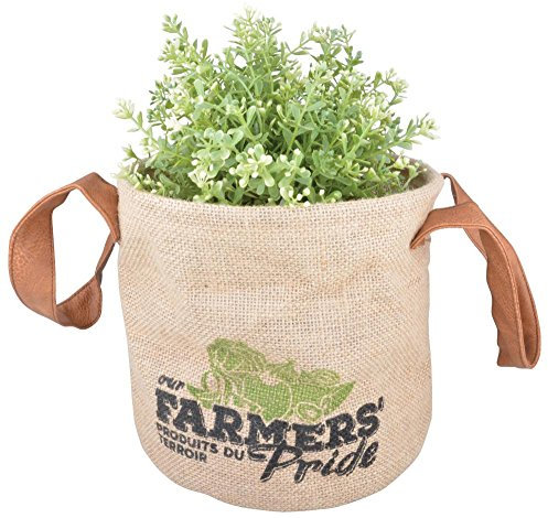 Esschert Design Farmers' Pride Pflanztasche S aus Jute, PE und PU,21,0 x 21,0 x 18,0 cm