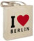 Stofftasche mit Stadt/Ort Berlin - Motiv I Love - Farbe beige - Stoffbeutel, Jutebeutel, Einkaufstasche, Beutel
