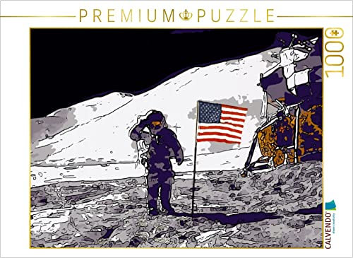 CALVENDO Puzzle Mondlandung im Comic-Stil 1000 Teile Puzzle quer | Lege-Größe cm Foto-Puzzle für glückliche Stunden