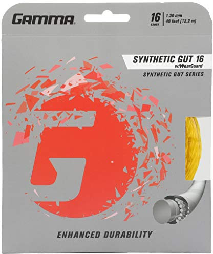 Gamma Synthetik gut 16 g Tennis String mit WearGuard, GSGW611, Gold, 16 Gauge