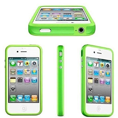 Bumper Schutzhülle für Apple iPhone 4 4S grün TPU Metallbutton