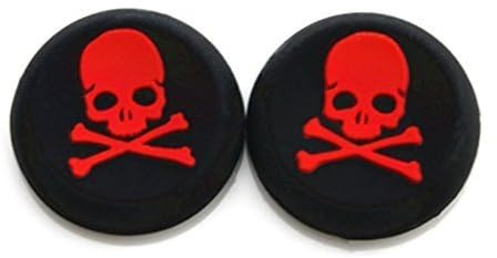 Vivi Audio Thumb Stick Grips Cap Housse Joystick Sticks analogiques Caps pour PS4 Xbox One Xbox 360 PS3 PS2 Rouge Tête de mort
