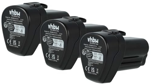vhbw 3X Akku kompatibel mit Metabo KPA 10.8 400 | PowerLed 12, PowerImpact 12, KPA 10.8, KPA 10.8 600 Werkzeug (2000 mAh, Li-Ion, 10,8 V)