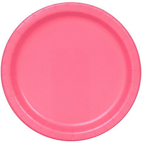 Solid Hot Pink Round Paper Dinner Plates (22cm) 8 Count - Sturdy & Elegant for Parties and Events