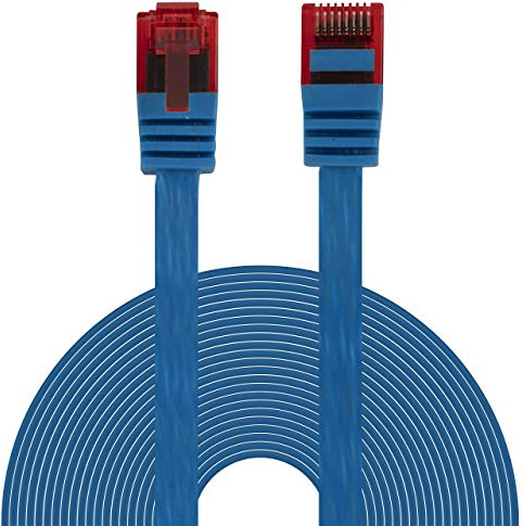 BIGtec Ethernet LAN Kabel 7,5m flexibles flaches Netzwerkkabel Patchkabel blau flachband Cable Gigabit DSL ISDN Flachbandkabel Verlegekabel RJ45 Stecker