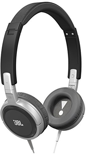 JBL T300A Ohraufliegender On-Ear Kopfhörer mit In-Line 1-Tasten-Fernbedienung/Mikrofonsteuerung - Schwarz/Silber