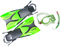 Aqua Lung Flame Juniorflossen Kinderflossen (apfelgrün Set + Reef Maske/schnorchel, 27-32)