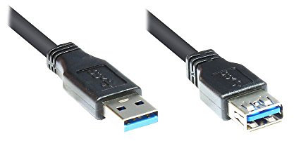 Verlängerung USB 3.0 Stecker A an Buchse A, schwarz, 1,8m, Good Connections®