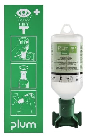 PLUM A/S 4611 Augenspülstation m.500ml m.Wandhalter m.Piktogramm PLUM DIN12930