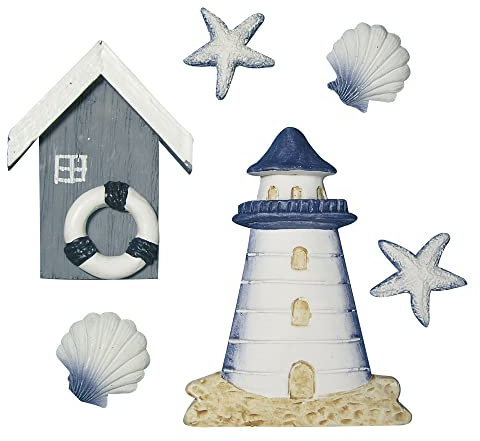 Rayher Hobby Rayher Maritime Streuteile Strandhaus, aus Polyresin, 6 Stück, 2 – 8 cm, perfekt für maritime Dekorationen, 8606700