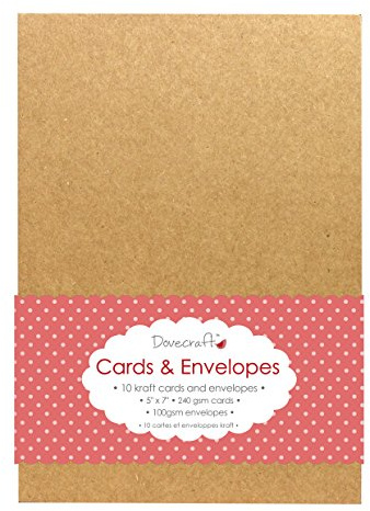 Trimcraft DCCE023 Dove Craft Cards with Envelopes 5 x 7-inch Kraft, Acrylic, Multicoloured, 6.44 x 7.46 x 0.48 cm