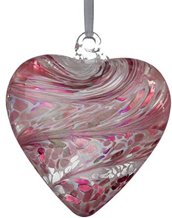Sienna Glass Pink Hanging Heart Gift for Friend – 8cm Hand Blown Friendship Keepsake Ornament – Meaningful Birthday, Wedding or Memorial Gift – Boxed
