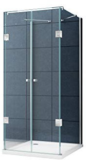 U Form Duschkabine Dusche Benito 80 x 80 x 185 cm / 8 mm/Inkl. Duschtasse + Siphon