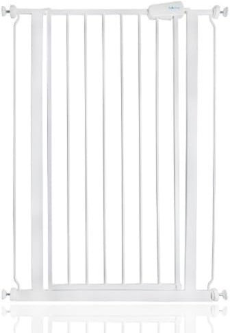 Safetots Extrahohes Metall-Sicherheitsgitter, Druckmontage, 75cm - 82.6cm, Weiß, 104cm Höhe, Extrahohes Treppengitter, hohe Gitter fuer Babys, Einfache Installation