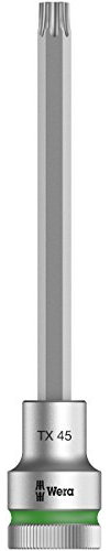 Wera 05003855001 8767 C HF TORX Embouts à douille TORX HF Zyklop à emmanchement 1/2 avec fonction de retenue, TX 45 x 140 mm, Argent/vert
