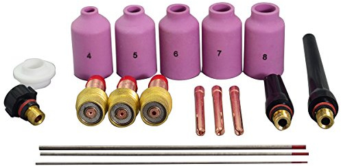 RIVERWELD TIG Gas Lens Collet Bodies 45V 10N Alumina Nozzles Ceramic Cups 54N Series 2% Thoriated Tungsten Electrode WT20 Red Assorted Kit for QQ300 SR WP 17 18 26 TIG Welding Torch 18pcs | 2% Thoriated Tungsten Electrode Red tip Kit for QQ300 SR WP 17 18 26 TIG Welding Torch 18pcs