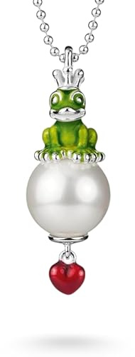 Heartbreaker Froggy Frosch-Anhänger mittelgroß I Edler Kettenanhänger aus 925 Sterling Silber I Nickelfreier Silber-Anhänger mit Muschelkernperle I In Goldschmiedequalität gefertigt I LD FG 35 GR