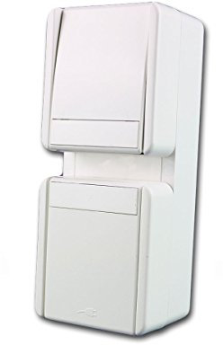 fontana Steckdose/Schalter vertikal, weiß 250V~/16A IP44