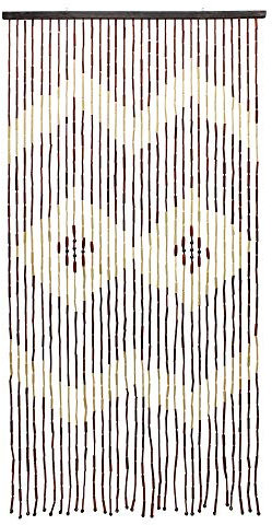 JVL 11-087B Provence Hanging Wooden Beaded Door Diamonds Curtain Screen, Multi-Colour, 90 x 180 cm