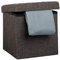 Relaxdays Faltbarer Sitzhocker, Sitzcube als Fußablage, Sitzwürfel aus Leinen, Deckel zum Abnehmen, 38x38x38 cm, braun