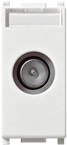 VIMAR TRE314 0R14300.10 Plana Presa coassiale TV-RD-SAT, 5-2400 MHz, Passante, con connettore Maschio IEC 60169-2, attenuazione di derivazione 10 Db, Bianco