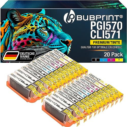 Bubprint 20 Druckerpatronen kompatibel als Ersatz für Canon PGI-570 CLI-571 XL für Pixma MG5700 MG5750 MG5752 MG5753 MG6850 MG6852 MG7750 TS5000 TS5050 TS5053 TS5055 TS6050 TS8050 Multipack
