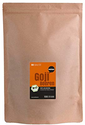 Wohltuer Bio Goji Beeren, 1000g in Rohqualität | Vegetarisch und Vegan, Geprüfte Bio-Qualität