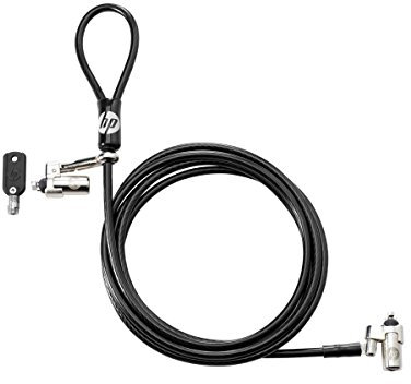 HP Candado de cable principal de doble cabeza con llave de bloqueo de cable negro - Cerraduras de cable (llave, negro, acero galvanizado, llave maestra)
