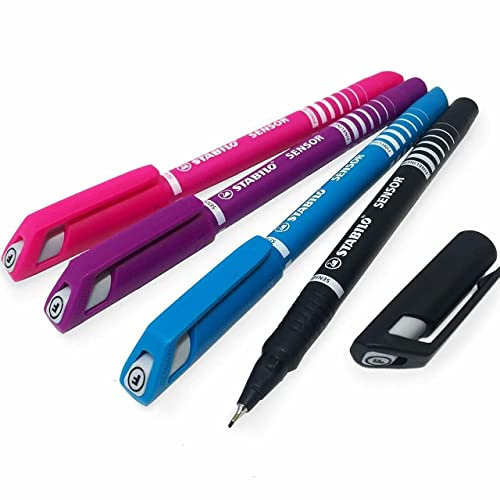 STABILO - Fineliner mit gefederter Spitze - SENSOR F - fein - 4er Pack - COLORTANGLE