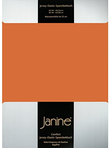 Janine Spannbettlaken Elastic - extra weiches und elastisches Spannbetttuch - für Matratzen 140x200cm bis 160x220cm rost-orange