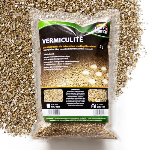 Terra Exotica Vermiculite grob 3-6 mm Terrarium Bodengrund - Terrariensubstrat Brutsubstrat für Reptilien - Inkubationssubstrat für Reptilieneier - steril, bakterien- und keimfrei (ca. 2 Liter)