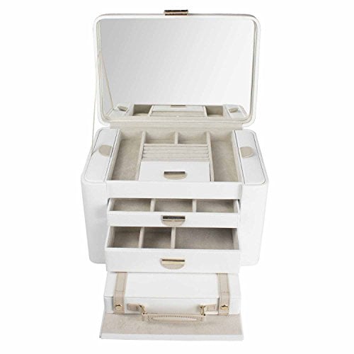 Dulwich Designs Two Tons Collection Luxury Cream Leather Jewellery Box, Leather