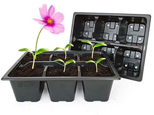 Elixir Gardens 50 x 6 Cell Reusable Seedling Germination Starter Bedding Plant Pack Inserts for Half Size Tray Propagator