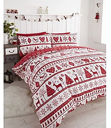 De Cama Noel Reversible Duvet Cover Set, Red, King
