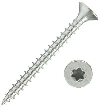 500 Stück Edelstahl-Schrauben 5x50 mm Vollgewinde Torx - Spanplattenschrauben mit Senkkopf - Holzschrauben/Holzbauschrauben - Werkstoff A2 VA V2A - Edelstahlschrauben/Universalschrauben TX25