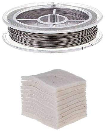 RBA Selbstwickel Verdampfer Zubehör Set, Japanische Bio Baumwolle + Heizwendeldraht (Clapton, 26GA+32GA)