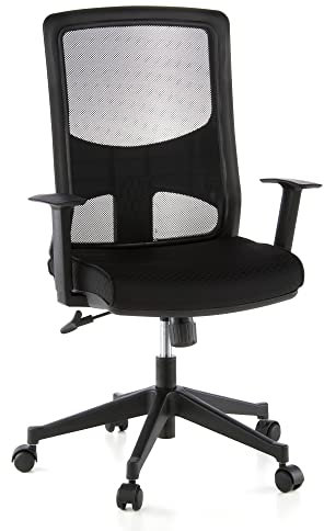 hjh OFFICE 653100 Bürostuhl LAVITA Stoff/Netz Schwarz Drehstuhl ergonomische Rückenlehne, Armlehnen verstellbar