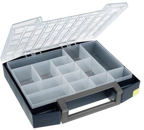 Raaco Boxxser 80 5x10-14 Sortierbox, 14 Einsätze, Sichere Aufbewahrung | Robuste Sortierbox für Werkstatt, Sortimentskasten & Sortierboxen für Kleinteile, Traglast 15 kg, Sichere Aufbewahrung, Modul