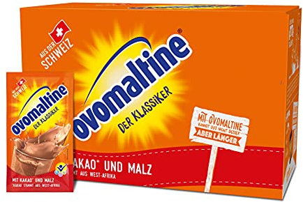 OVOMALTINE Kakao-Pulver Tassenportion in Beuteln mit dem einzigartigen Geschmack nach Malz und hochwertigem Cacao nachhaltig - einzeln verpackt für heiße Schokolade (100 x 18g)