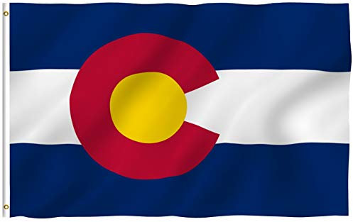 Anley Fly Breeze 3x5 Fuß Colorado State Polyester Flagge - Lebendige Farbe und UV-beständig - Canvas Header und doppelt genäht - Colorado CO Flaggen mit Messingösen 3 x 5 Ft.