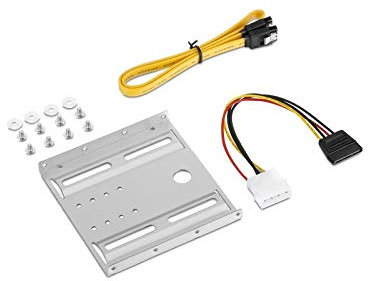 adaptare 46814 Einbau-Kit 6,35 cm (2,5 Zoll) Laufwerk in 8,9 cm (3,5 Zoll) Schacht mit 50 cm SATA Daten-/Strom-Kabel Silber
