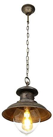 Licht-Erlebnisse Premium Hängelampe Messing Glas in Bronze Antik matt Wohnzimmer Esszimmer Ø30 cm E27 max. 40W Vintage Maritime Pendelleuchte Esstisch