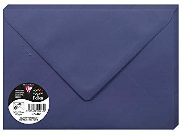 Clairefontaine 5642C - Packung mit 20 Umschläge Pollen, Format C5, 162 x 229 mm, 120g, ideal für Korrespondenz und Einladungen, Königsblau, 1 Pack