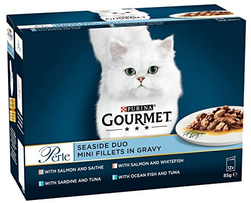 PET-797401 Gourmet Perle Meer Duo (Seefisch & Thunfisch, Lachs & White Fisch, Lachs & Seelachs, (85g)