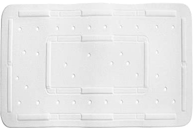Blue Canyon Nonslip Cushioned Softee Cushion Walk-in Shower Mats, Quick Dry Bathmat for Shower with Drain Holes, Mould Resistant Bathroom Accessory, Durable Bath Rug Runner 50x90 cm – White