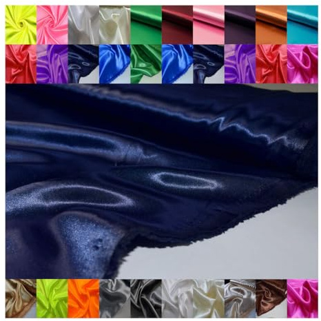 Fabrics-City dunkelblau glänzend Satin Stoff zum nähen Kleiderstoff Karnevalsstoff Fasching Deko Satinstoff Glanz Dekostoff Kostümstoff kleben für Kostüme Mode diy Hochzeit, hochwertiger, 4121