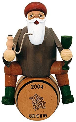 KWO Olbernhau 21014 Räuchermännchen Weinhändler auf Faß, 18 cm
